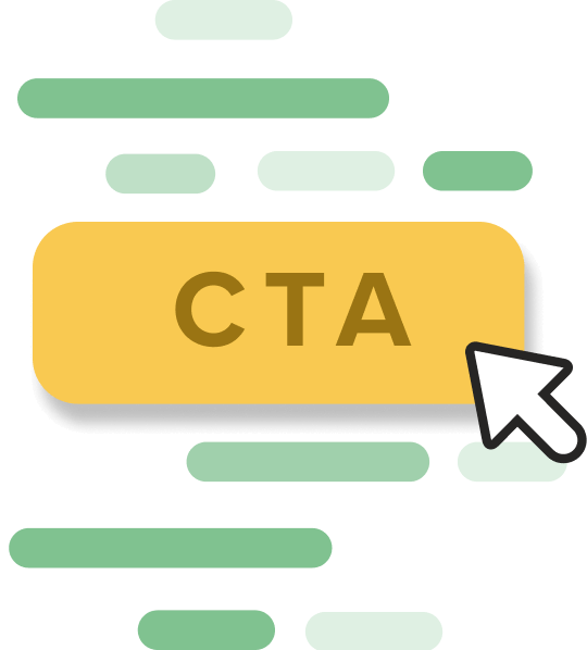 A cursor pointing at a CTA button