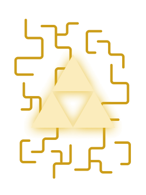 A triforce with glyphs behind it.