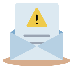 An email with a warning icon on it. 