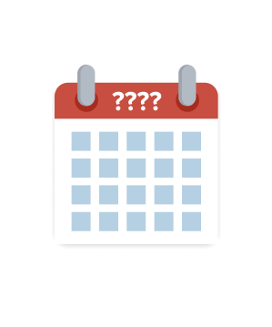 A calendar with question marks where the year usually displays. The years surrounding the calendar are 1995, 1997, 2000, and 2001 all with question marks.
