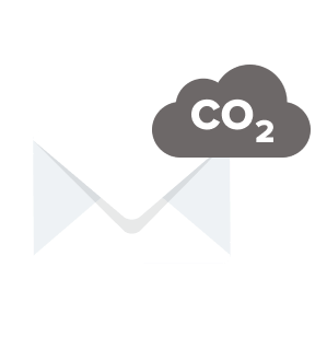 An envelope with a CO2 (carbon) cloud on the top right corner
