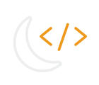 A moon with code brackets