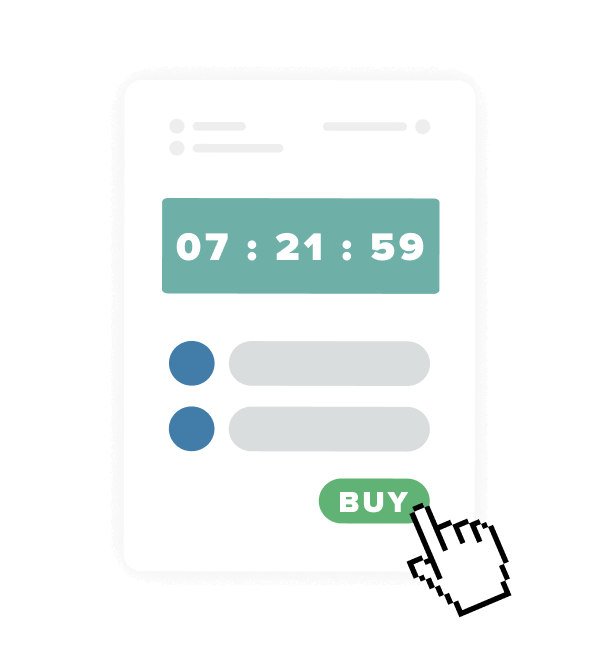 An email with a countdown timer and a cursor hovering over a call-to-action button that says, 'Buy'