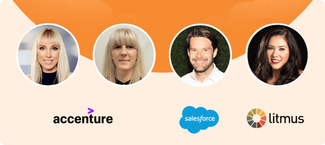 Portraits of presenters from Accenture, Salesforce and Litmus