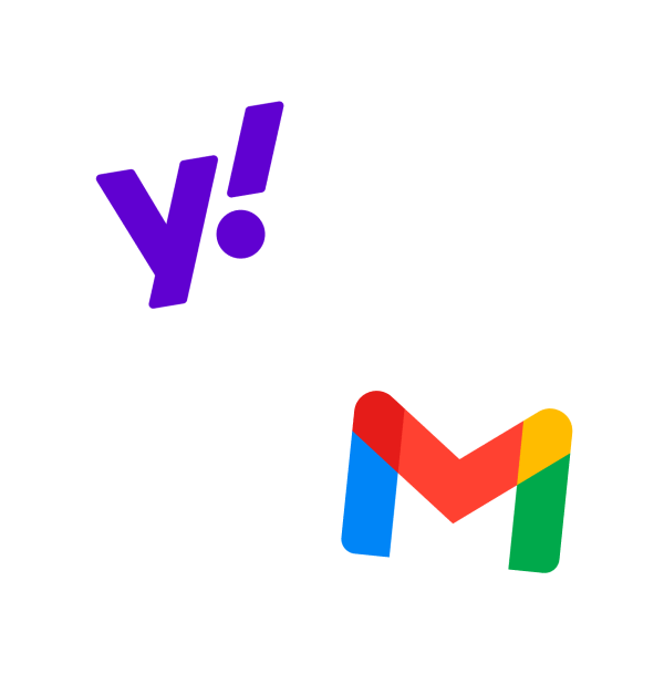Yahoo Mail and Gmail logos