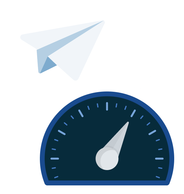 A paper airplane soaring over a speedometer