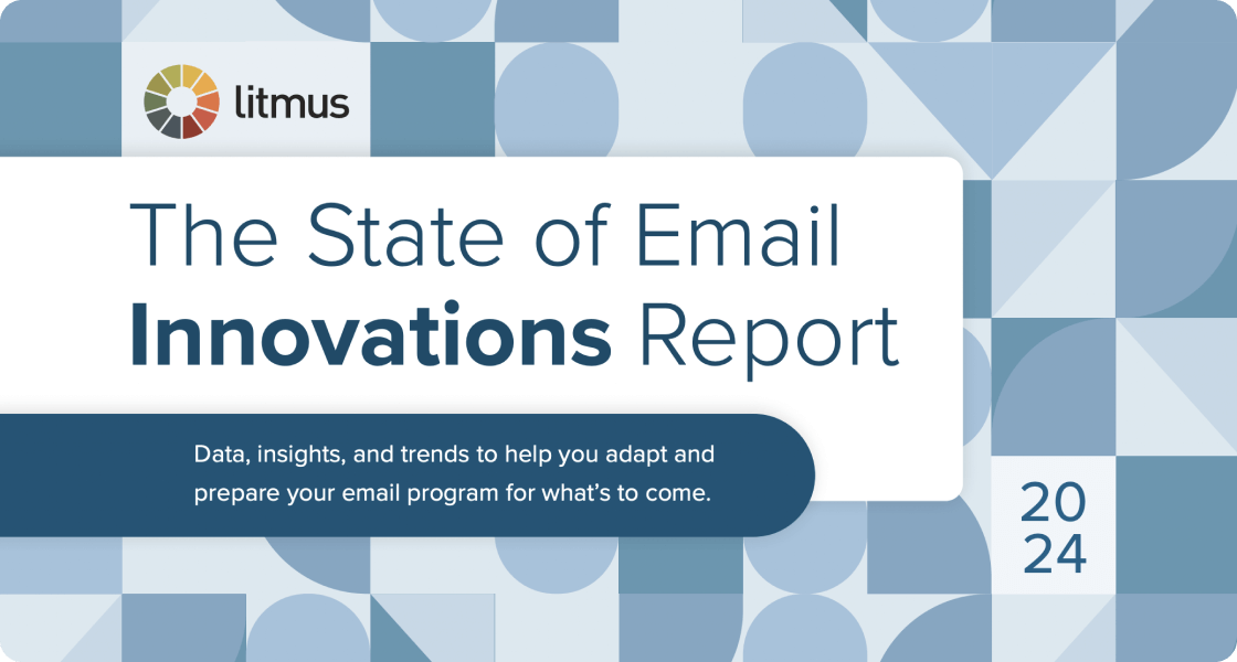 A cover for the State of Email Innovatios Report with geometric shapes in the background.