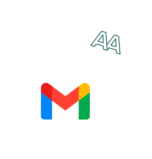 Gmail logo with default text in a speech bubble