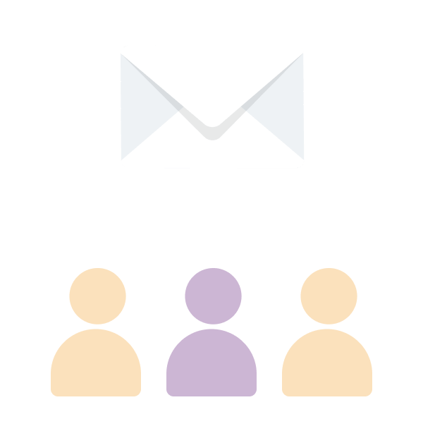 An email with lines leading to people icons representing segmentation